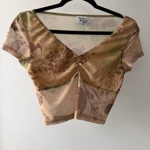Princess Polly Floral Crop Top - Brown and Green